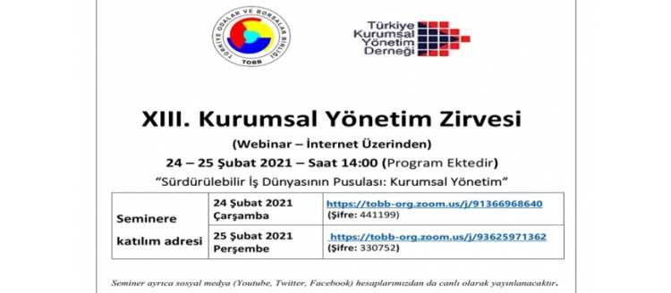 XIII. KURUMSAL YÖNETİM ZİRVESİ