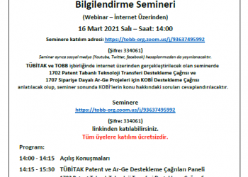 TÜBİTAK PATENT VE AR-GE DESTEKLEME ÇAĞRILARI BİLGİLENDİRME SEMİNERİ
