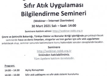 HAVA ve DENİZ LİMANLARI ile OTOGAR ve TREN GARLARINDA SIFIR ATIK BİLGİLENDİRME SEMİNERİ