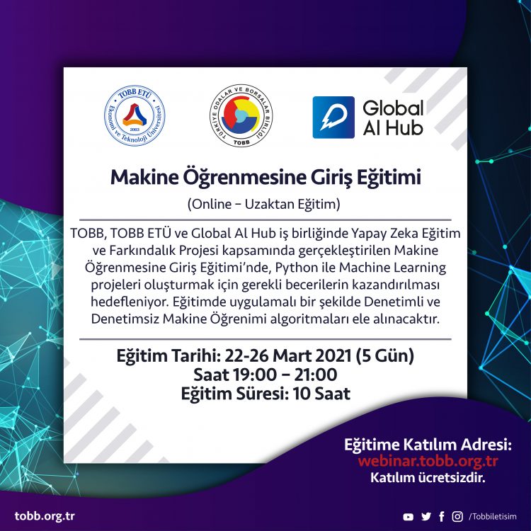 “Makine Öğrenmesine Giriş Eğitimi”