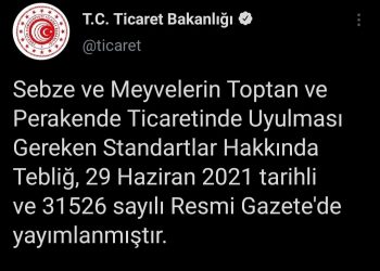 SEBZE VE MEYVE SATIŞLARINA YENİ STANDARTLAR GELDİ