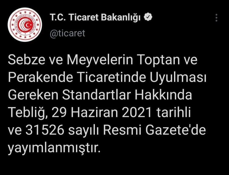 SEBZE VE MEYVE SATIŞLARINA YENİ STANDARTLAR GELDİ